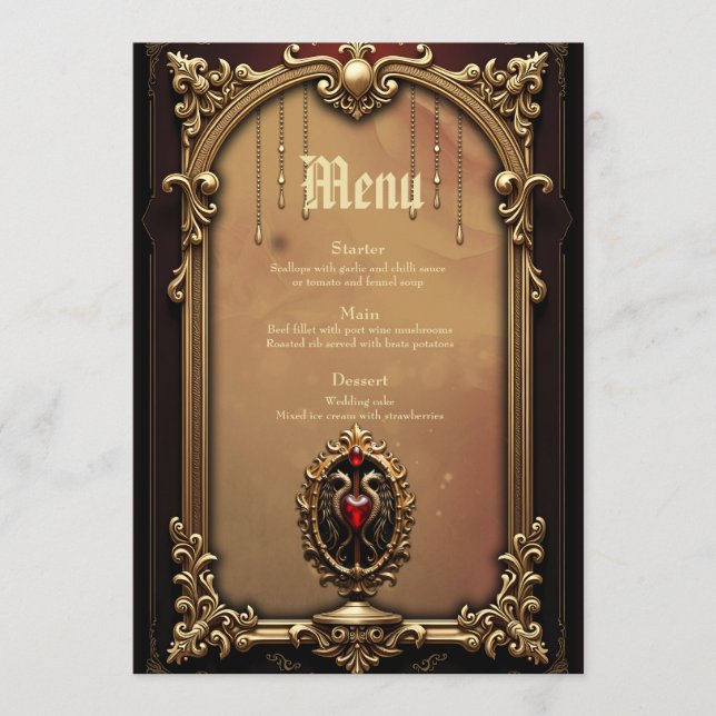 Elegantes luxuriöses Herzemblem. Menükarte (Vorderseite)