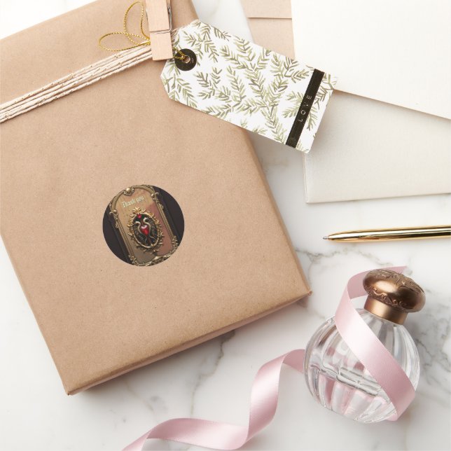 Elegantes luxuriöses Herzemblem. Runder Aufkleber (Schenken)