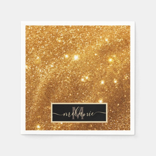 Elegantes, luxuriöses Monogram-Glam aus Pure Gold- Serviette (Vorderseite)