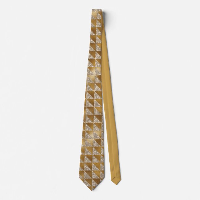 Elegantes Luxuriöses Silver Glitzer Gold-Muster Krawatte (Vorderseite)