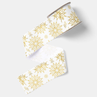 Elegantes Luxus-Gold-Blumen-Mandala-Muster Ripsband