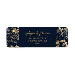 Elegantes Luxus Gold Florals Hochzeitslabel