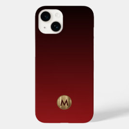Elegantes Luxus-Gold Monogramm Rot Case-Mate iPhone 14 Hülle