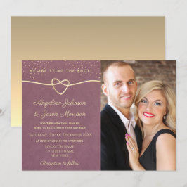 Elegantes Luxus Lila Gold Confetti Wedding Foto Einladung
