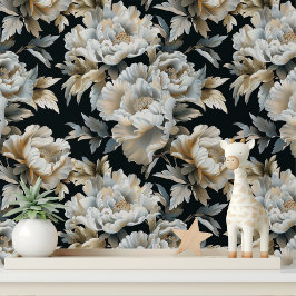 Elegantes Luxus White Gold Peony Blumenmuster Tapete