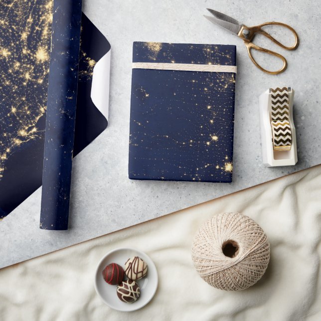 Elegantes Luxusgold & Blau Geschenkpapier (Kunsthandwerk)