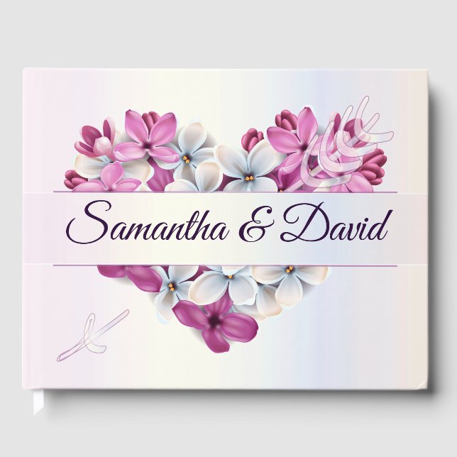 Elegantes Luxusherz Blumendesign Gästebuch (Vorderseite)