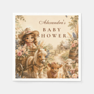 Elegantes Mädchen Western Boho Baby Shower Serviette