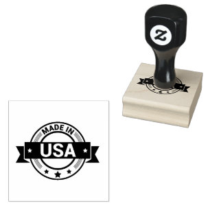 Elegantes MADE IN USA Logo Jet Black Staatssiegel Gummistempel