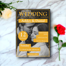 Elegantes Magazin Stil Gelb Modernes Foto Hochzeit