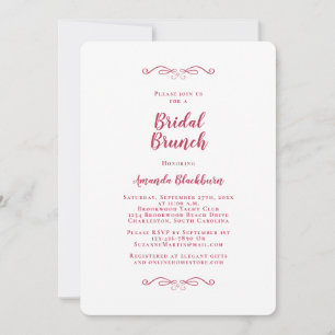 Elegantes Magenta-Rot-Kalligrafie-Bridal-Brunch Einladung