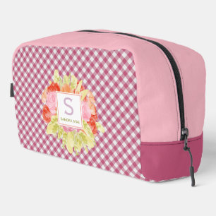 Elegantes Magenta-Rot-Rosa-Gingham-Karomuster Waschbeutel