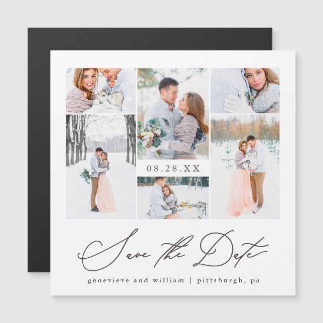 Elegantes magnetisches Foto Hochzeit speichern Sie Magnetkarte (Vorne/Hinten)