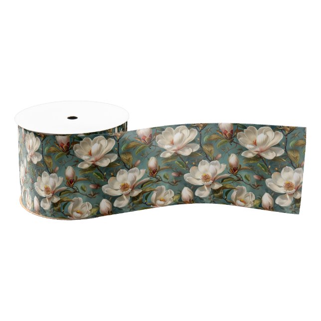 Elegantes Magnolia Muster Ripsband (Spule)