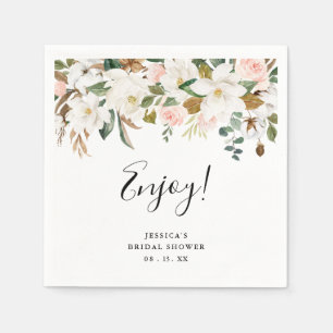 Elegantes Magnolias & Cotton Brautparty Napkins Serviette