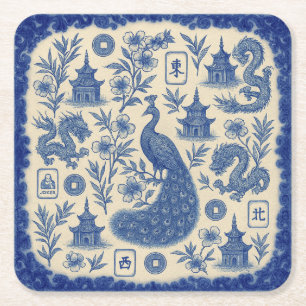 Elegantes Mahjong-Klopapier-Unterlegerset Rechteckiger Pappuntersetzer