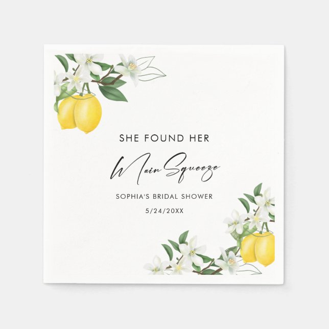 Elegantes Main Squeeze Brautparty Napkins Serviette (Vorderseite)