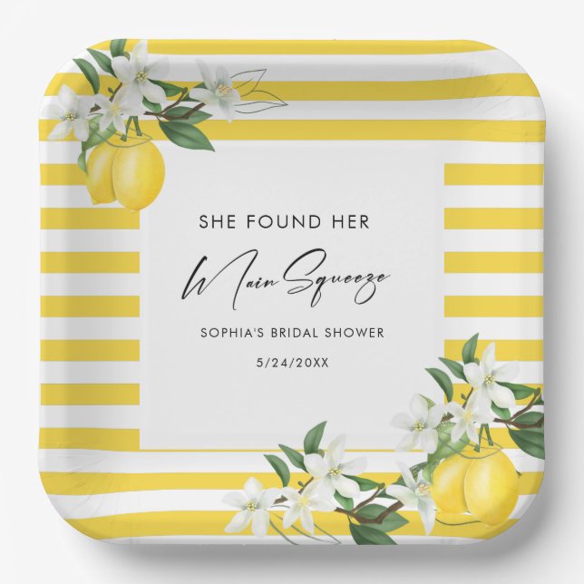 Elegantes Main Squeeze Brautparty Pappteller (Vorderseite)