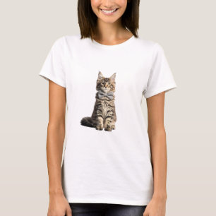 Elegantes Maine-Coon-Kätzchen mit grauer Fliege T-Shirt