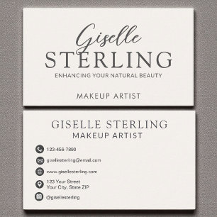Elegantes Makeup-Künstlerneutrales Beige-Script Visitenkarte
