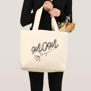 Elegantes "MAMA"-Skript mit Blume-Design Jumbo Stoffbeutel