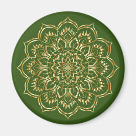 Elegantes Mandala-Muster in Grün und Gold Magnet