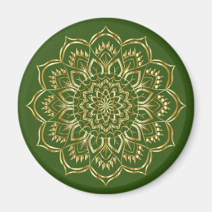 Elegantes Mandala-Muster in Grün und Gold Magnet