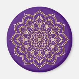 Elegantes Mandala-Muster Lila und Gold Magnet