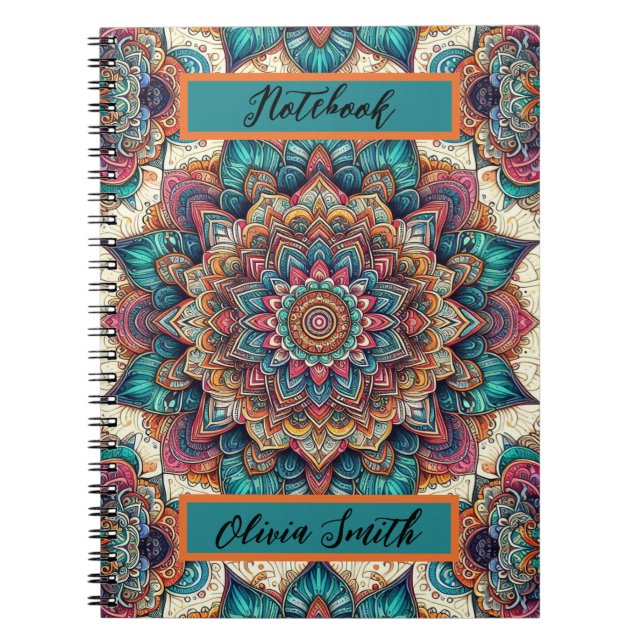 Elegantes Mandala Spiral Foto Notebook Notizblock (Vorderseite)