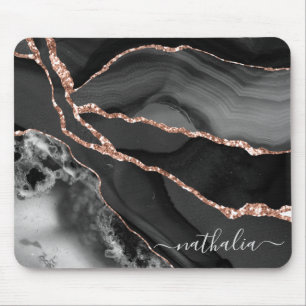 Elegantes Marble Black Gold Personalisiert Mousepad