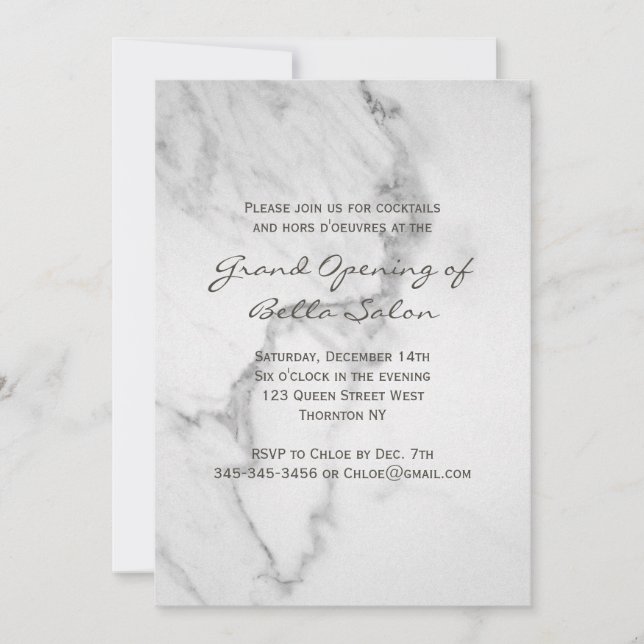 Elegantes Marble Grand Opening Einladung (Vorderseite)