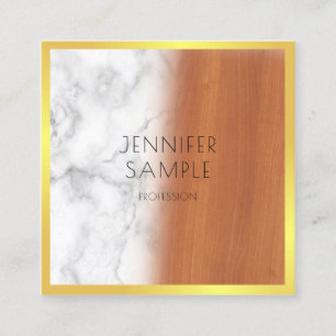 Elegantes Marble Wood Black Gold Beruflich Schlich Quadratische Visitenkarte