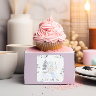 Elegantes Märchen   Winterprinzessinnen-Geburtstag Quadratischer Aufkleber