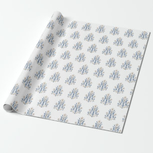 Elegantes Marianisches Monogramm mit Fleur-de-Lis  Geschenkpapier