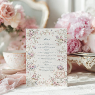 Elegantes Marie-Antoinette-Junggesellinnen-Abschie Menükarte