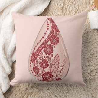 Elegantes marine-rotes Paisley-Blumenmuster in Trä Kissen