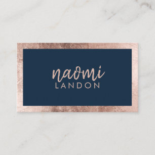 Elegantes Marineblau und Rose Gold moderner Minima Visitenkarte