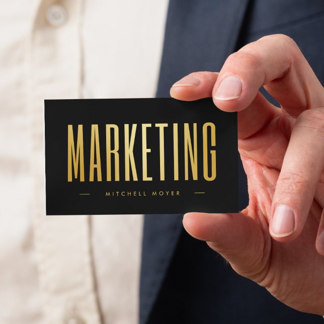 Elegantes Marketing aus Schwarz und Gold Visitenkarte (Von Creator hochgeladen)