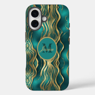 Elegantes Marmor Beige Türkisblau Aquamarines Mono iPhone 16 Hülle