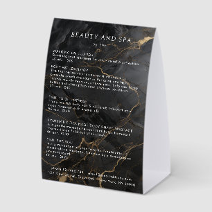 Elegantes Marmor Schwarz-Gold-Salon QR-Code-Preisl Tischaufsteller