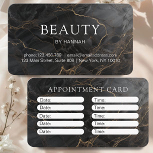 Elegantes Marmor Schwarz-Gold Salon Terminkarte
