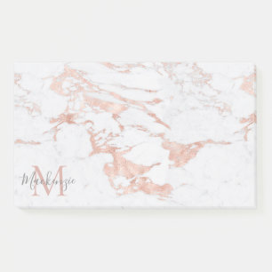 Elegantes Marmor- und Roségoldfolien-Monogramm Post-it Klebezettel
