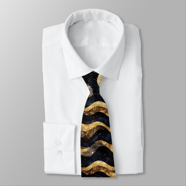 Elegantes Marmordesign in Goldtönen Krawatte (Gebunden)