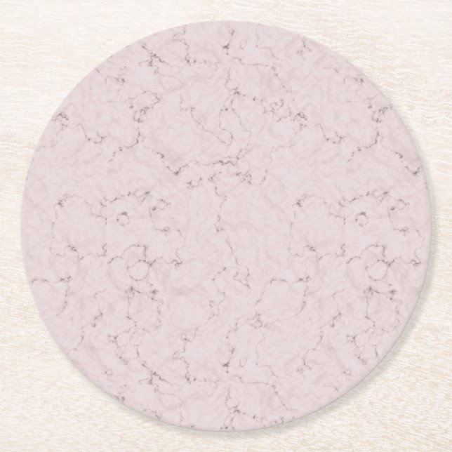 Elegantes Marmordesign Rosa graues Party Runder Pappuntersetzer (Vorderseite)