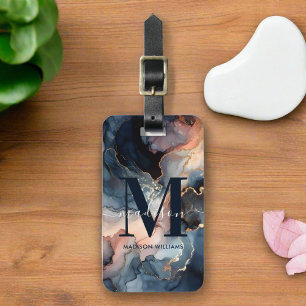 Elegantes Marmormor Abstrakt Monogramm Travel Gepäckanhänger