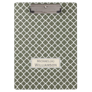 Elegantes marokkanisches Muster Lichen Dark Green  Klemmbrett