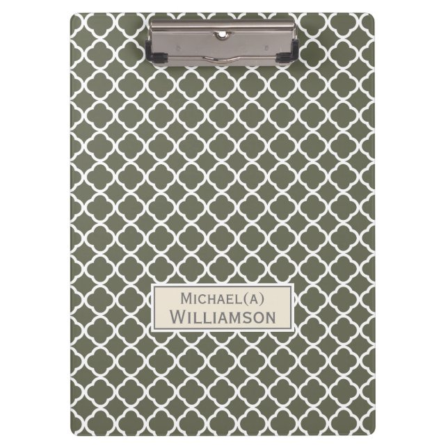 Elegantes marokkanisches Muster Lichen Dark Green  Klemmbrett (Vorderseite)