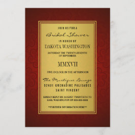 Elegantes Maroon Brautparty & Imitate Gold Overlay Einladung