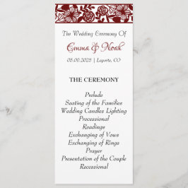 Elegantes Maroon-Burgund-Hochzeitsprogramm Programm