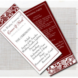 Elegantes Maroon-Burgund-Hochzeitsprogramm Programm